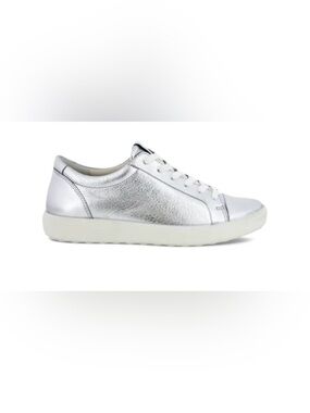 New Ecco Womens Soft 7 Mono 2.0 Silver Metallic Low-Top Sneaker Danish Design